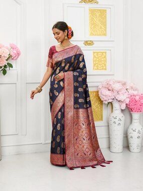 Silk Saree with Unstitched Blouse, Cultural Wear for Women